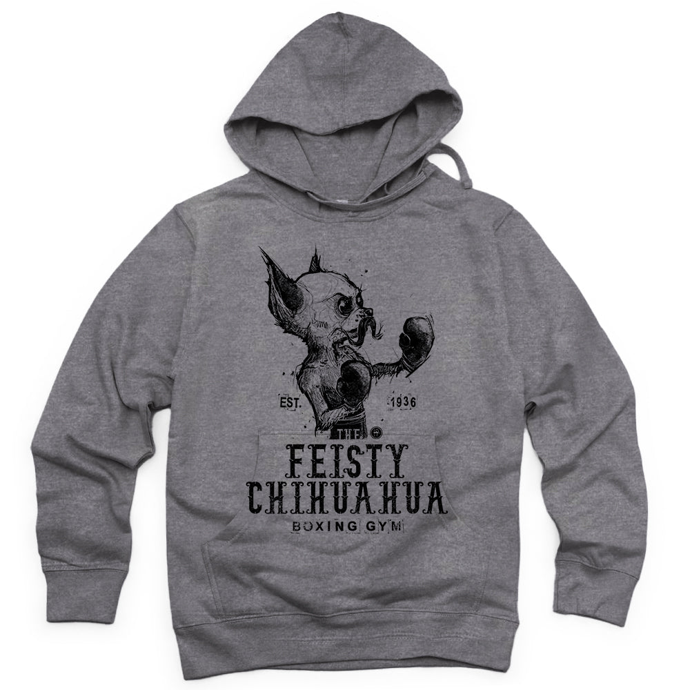 Feisty Chihuahua Boxing Gym: Punchy Pooch Attitude Hoodie