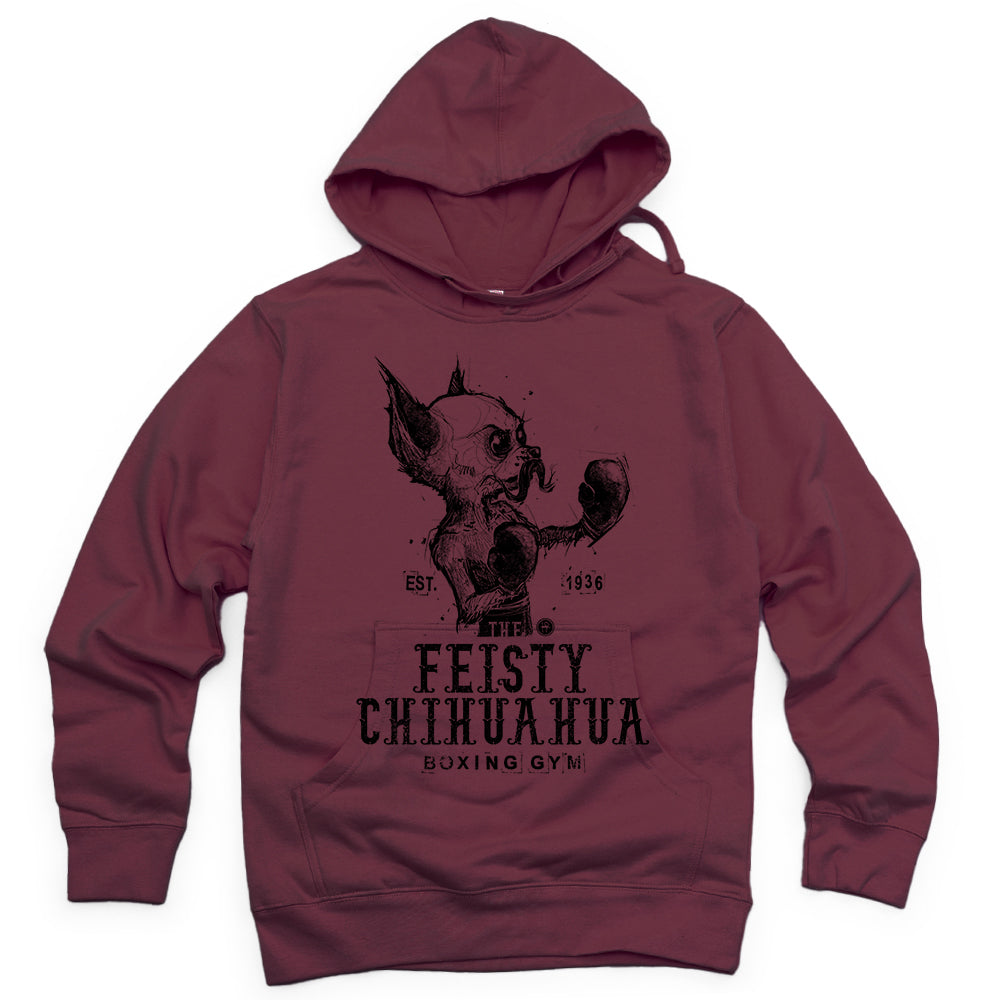 Feisty Chihuahua Boxing Gym: Punchy Pooch Attitude Hoodie