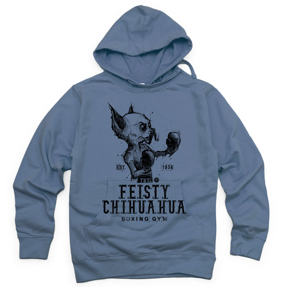 Feisty Chihuahua Boxing Gym: Punchy Pooch Attitude Hoodie