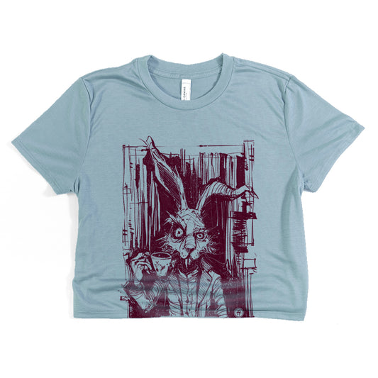March Hare Tea Time: A Caffeinated Delight Crop Tee