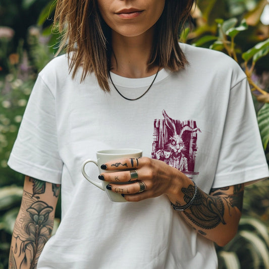 Pocket March Hare Tea Time: A Caffeinated Delight T-Shirt