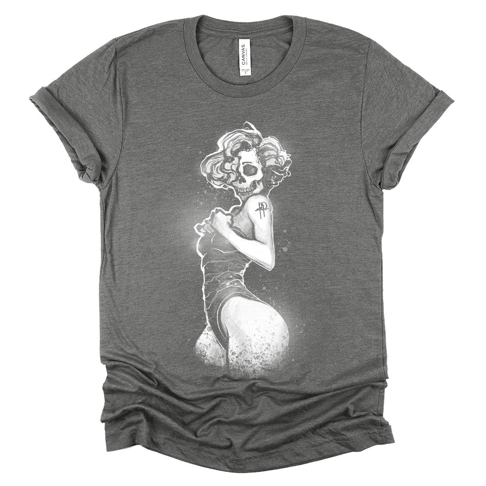Marilyn Light Skull Pin-up: Unconventional Elegance T-shirt