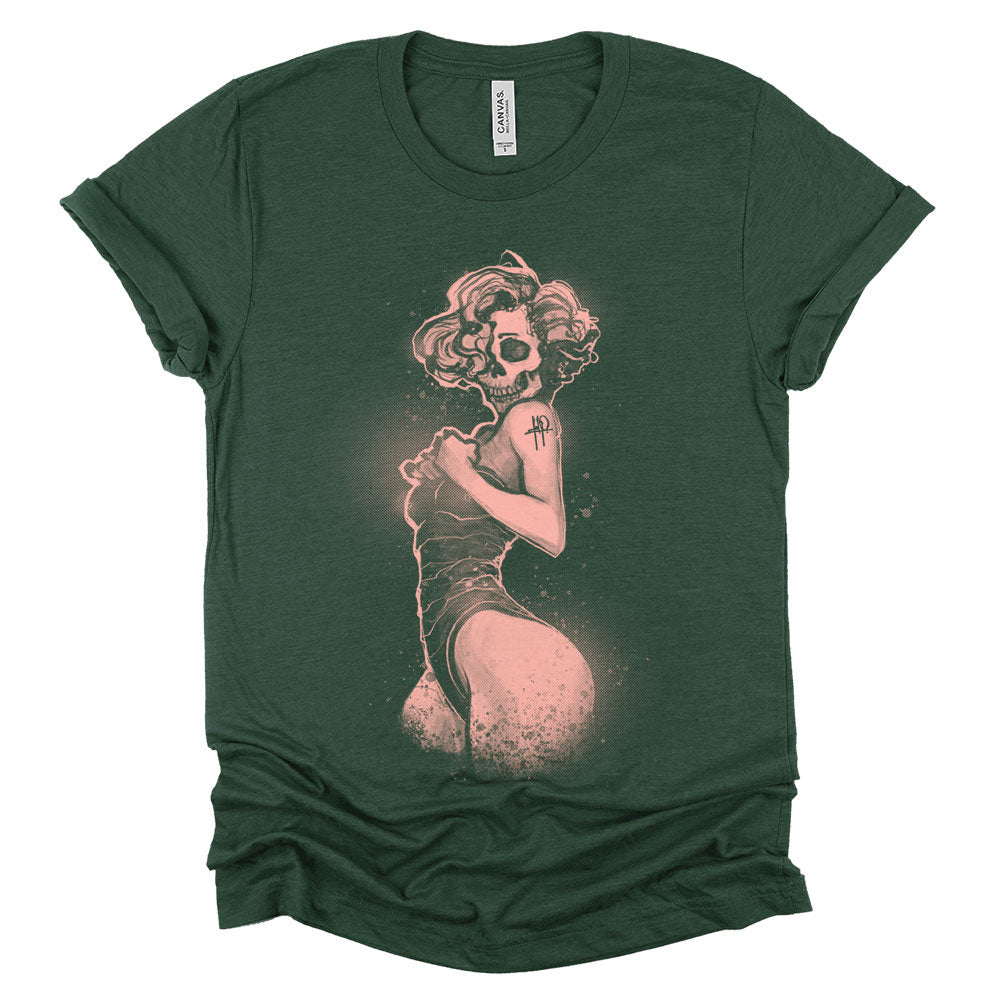 Marilyn Light Skull Pin-up: Unconventional Elegance T-shirt