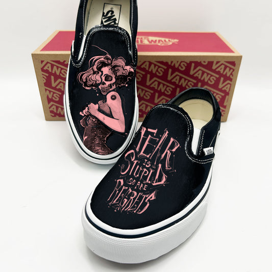 Marilyn Monroe Skull Pin-up Vans Slip ons