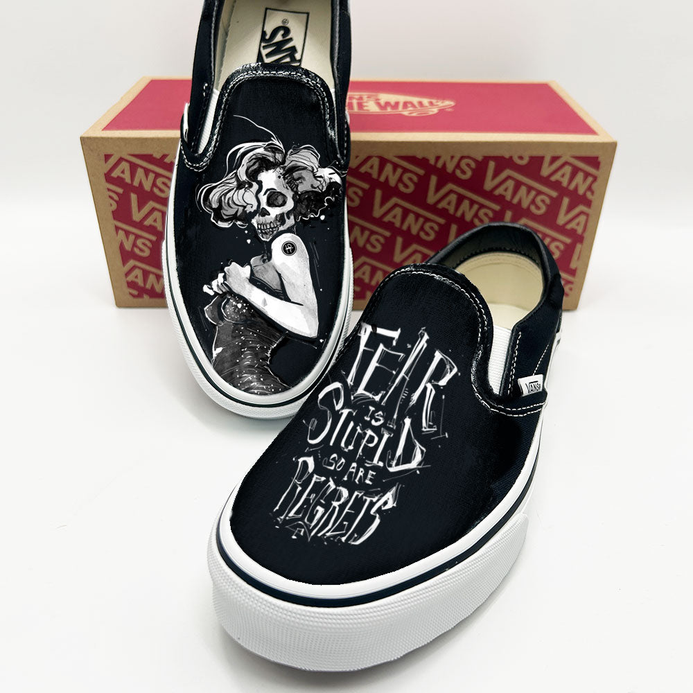 Marilyn Monroe Skull Pin-up Vans Slip ons