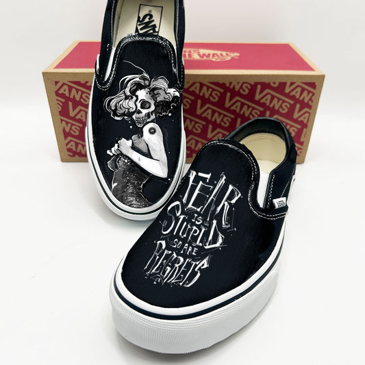 Marilyn Monroe Skull Pin-up Vans Slip ons