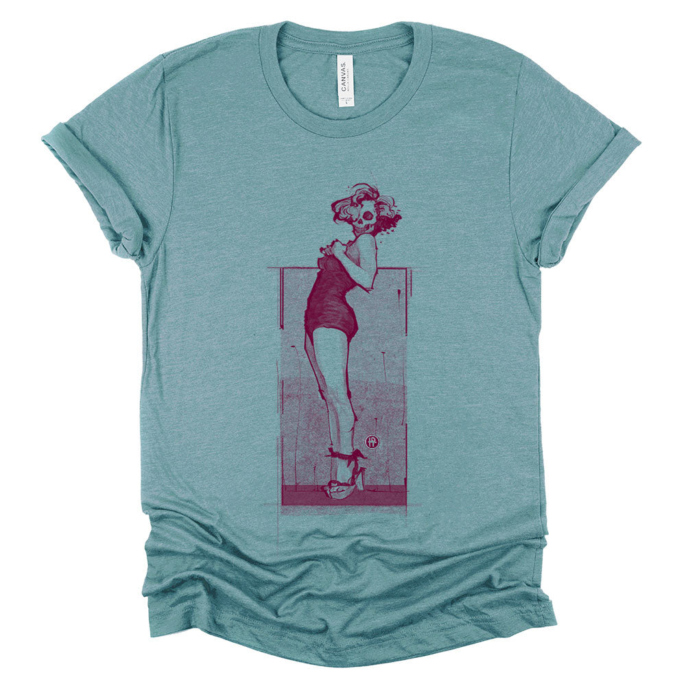 Marilyn Skull Pin-Up: Bold and Unconventional from Head to Toe T-shirt