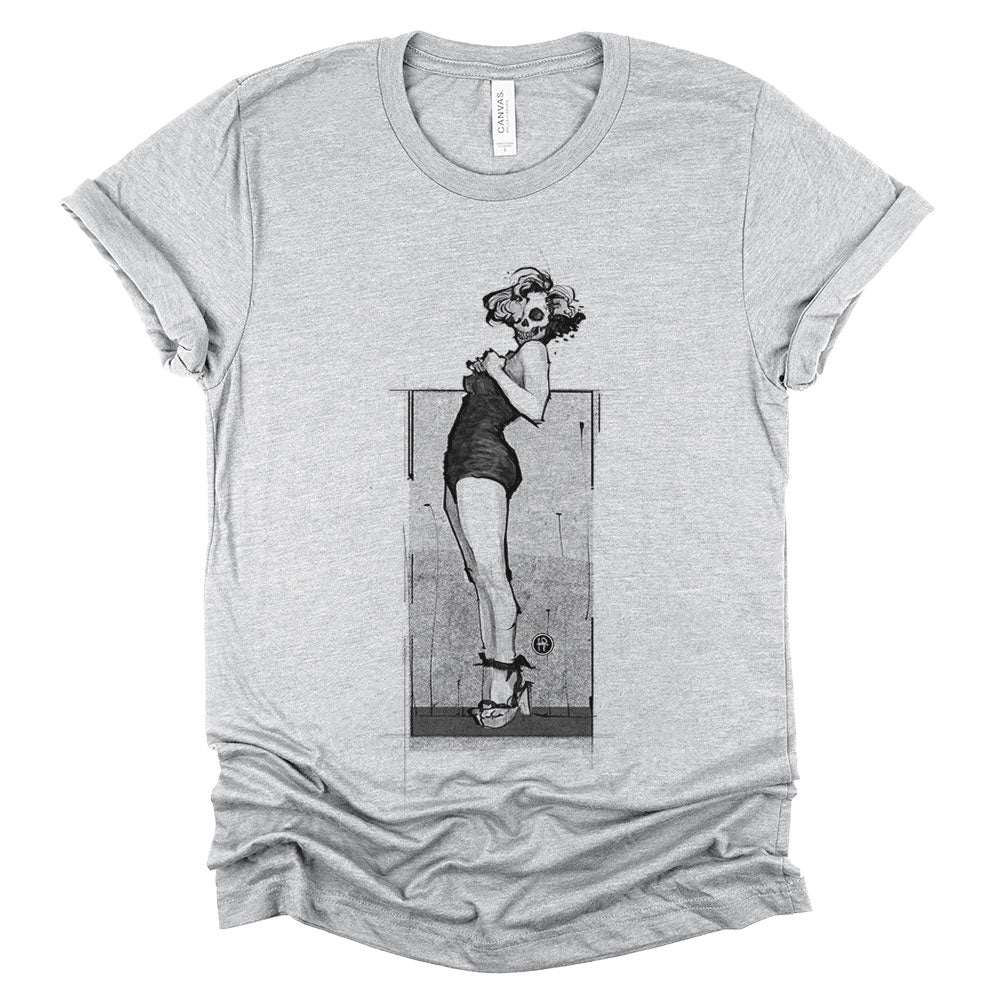 Marilyn Skull Pin-Up: Bold and Unconventional from Head to Toe T-shirt