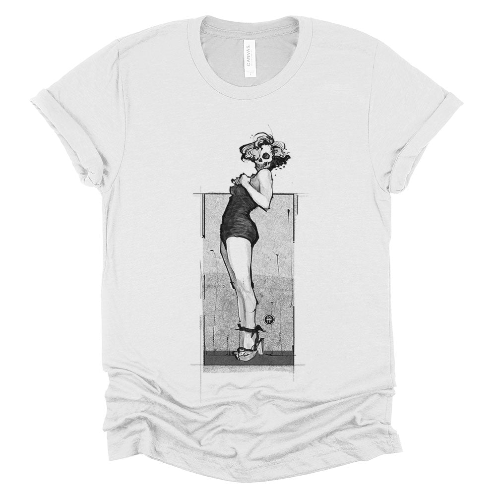 Marilyn Skull Pin-Up: Bold and Unconventional from Head to Toe T-shirt
