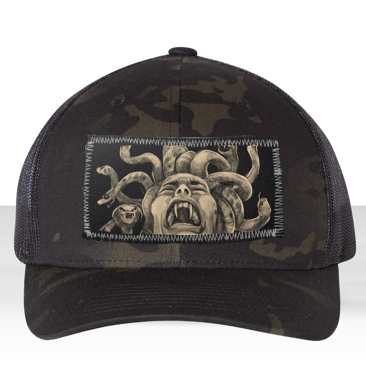 Medusa's Pain: Scream Captured Trucker Hat