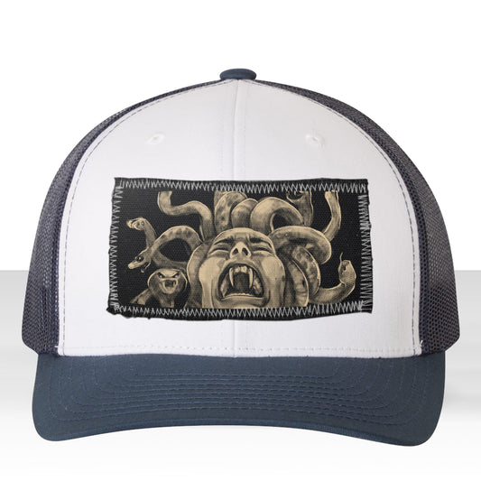 Medusa's Pain: Scream Captured Trucker Hat