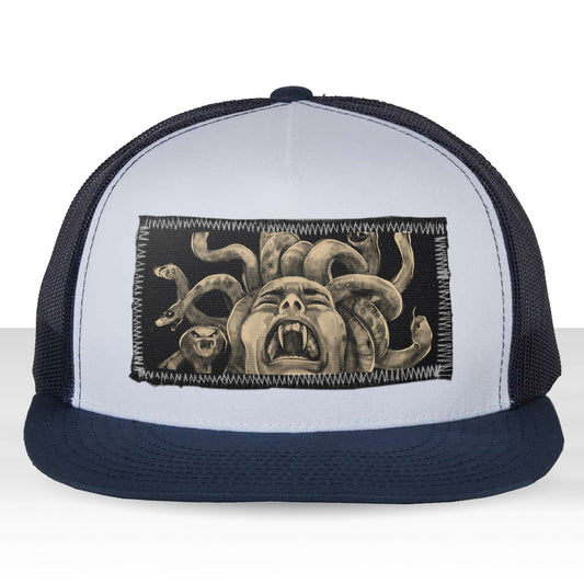 Medusa's Pain: Scream Captured Trucker Hat