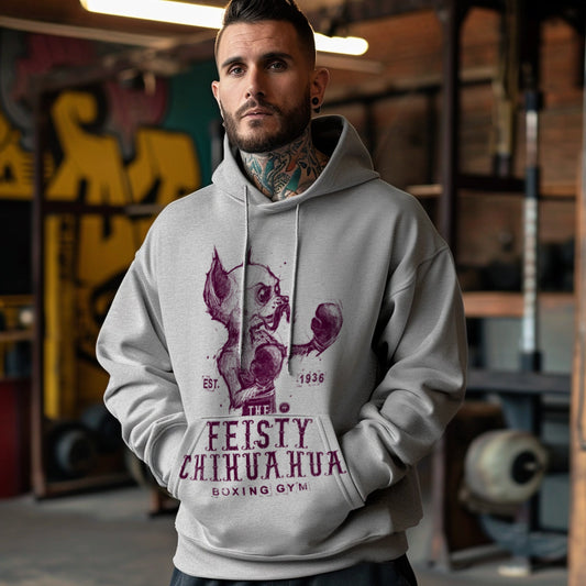 Feisty Chihuahua Boxing Gym: Punchy Pooch Attitude Hoodie