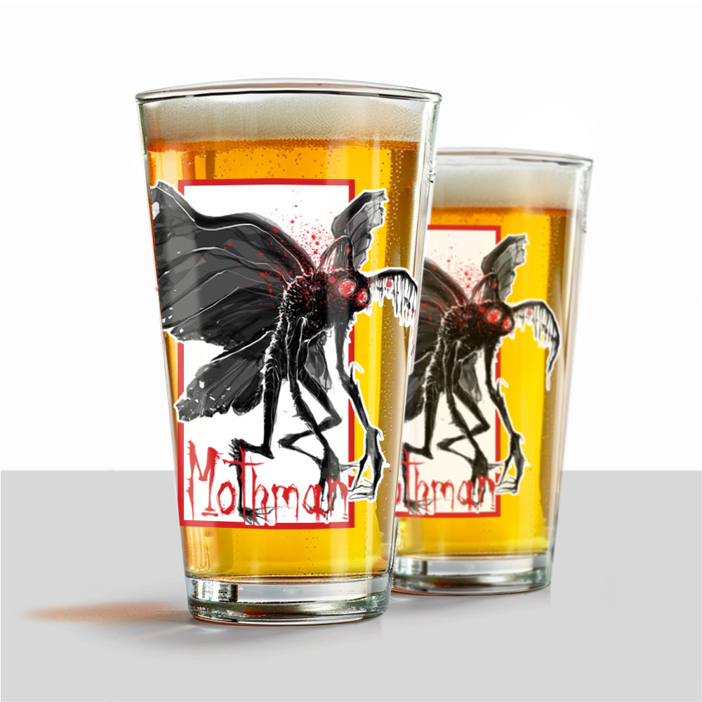 Mothman: Fiery Red Eyes UV Vinyl Pint Glass Set