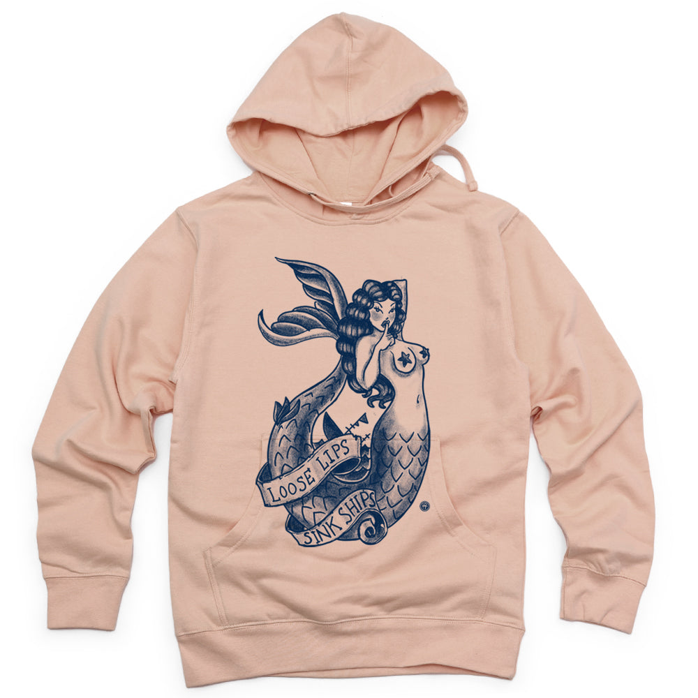 Navy Mermaid: Loose Lips Sink Ships Hoodie