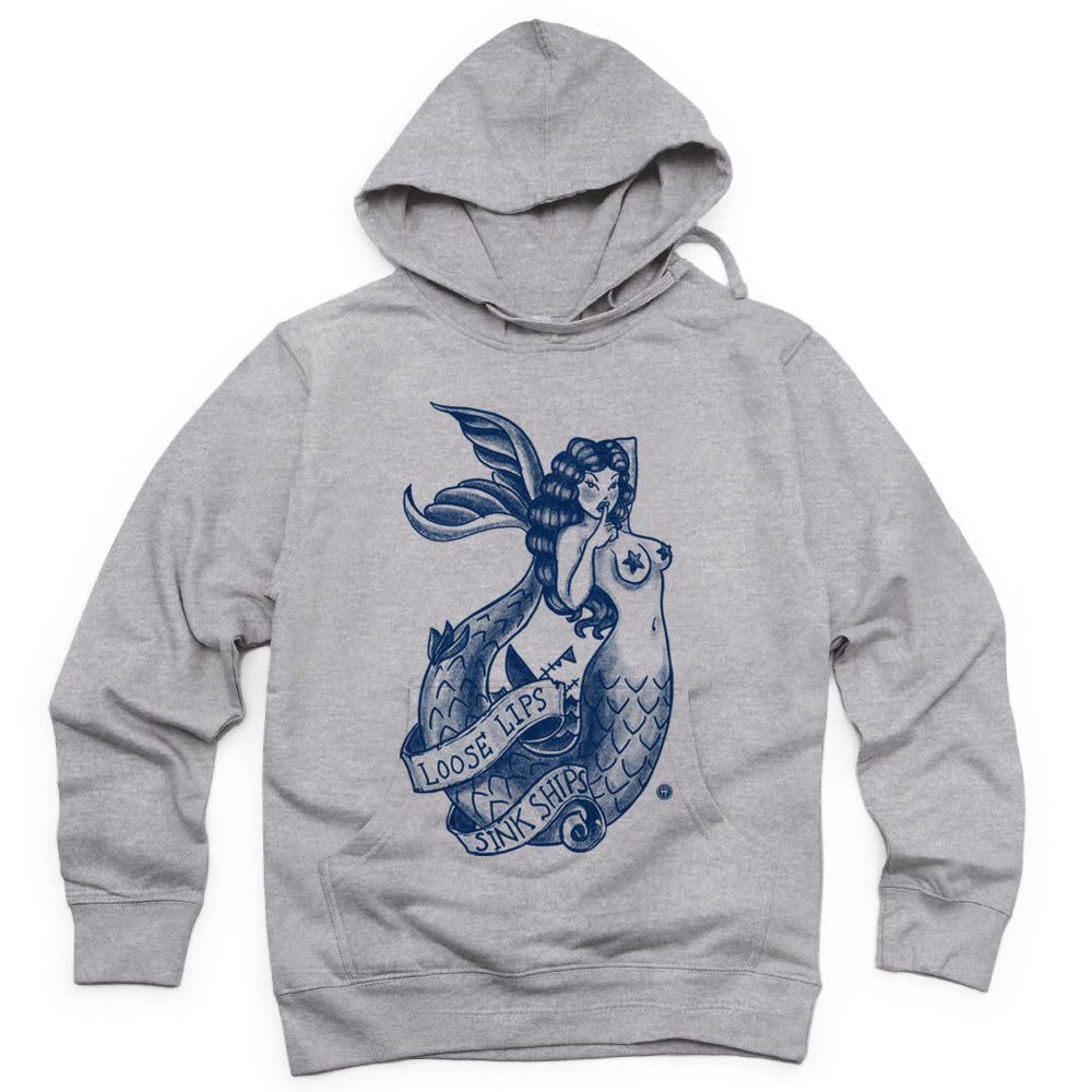 Navy Mermaid: Loose Lips Sink Ships Hoodie