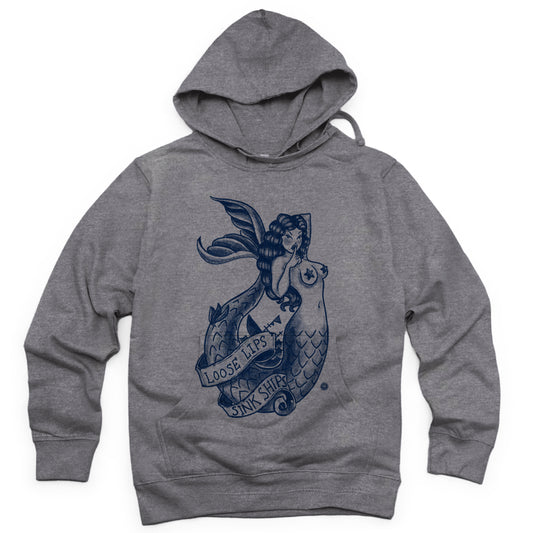 Navy Mermaid: Loose Lips Sink Ships Hoodie