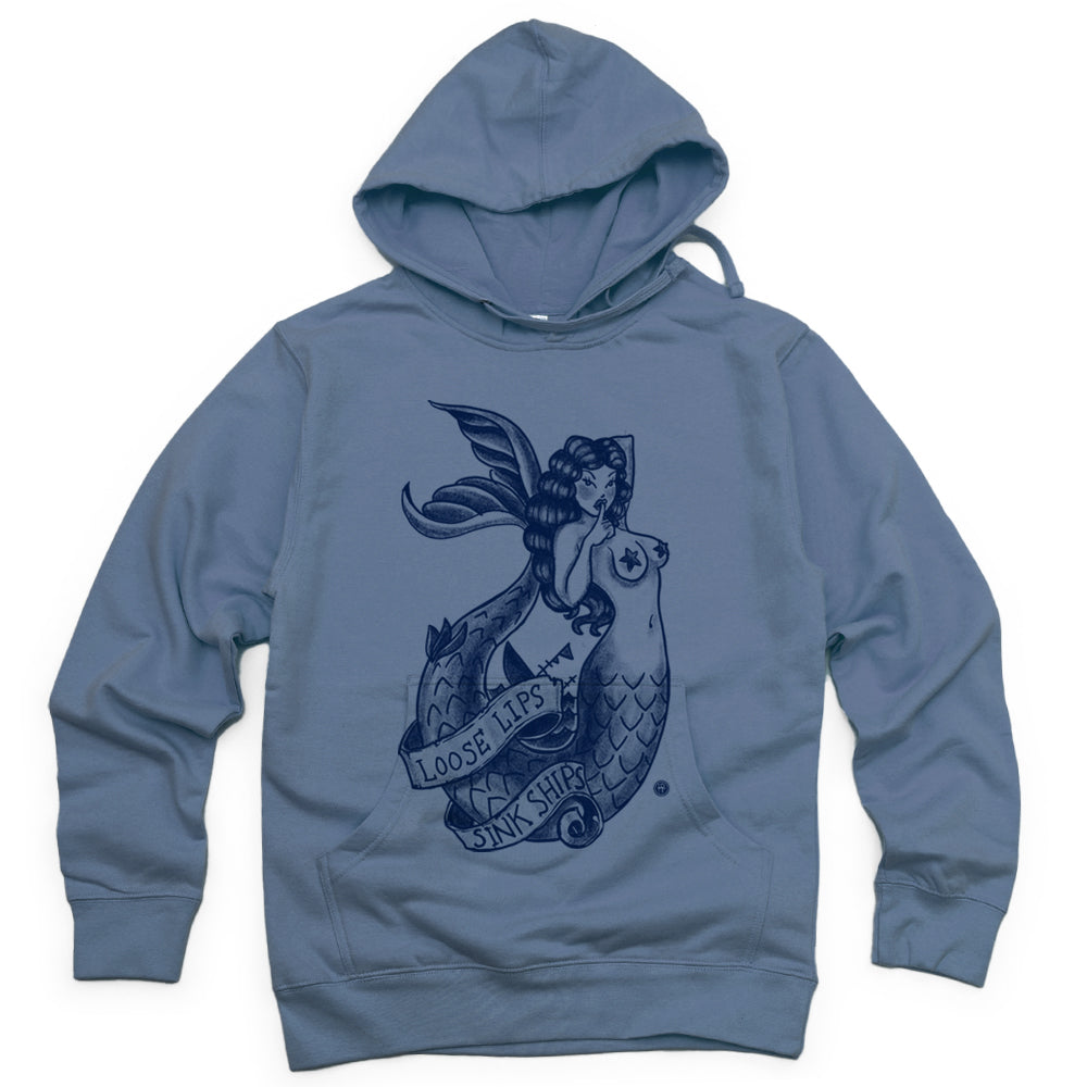Navy Mermaid: Loose Lips Sink Ships Hoodie