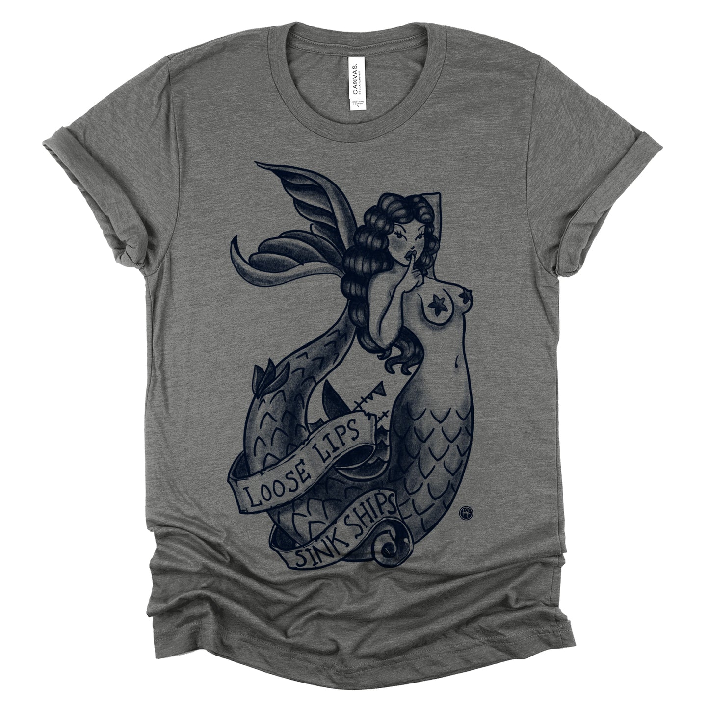Navy Mermaid: Loose Lips Sink Ships T-shirt