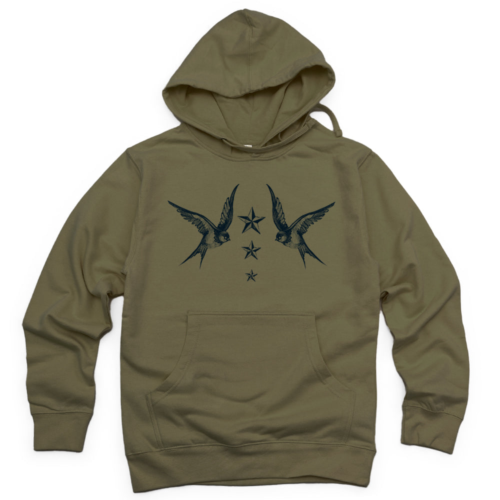 Navy Swallow Birds: A Tribute to Vintage Naval Tattoos Hoodie