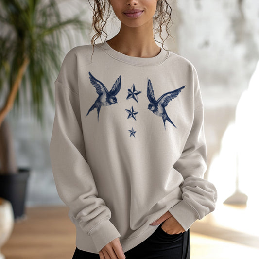 Navy Swallow Birds: A Tribute to Vintage Naval Tattoos Sweatshirt