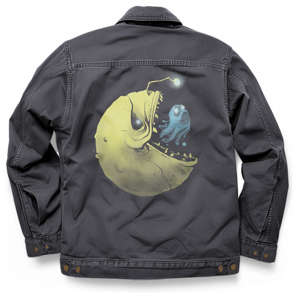 Hungry Pac Man Ghost Deep Sea Predator Maverick Jacket 2XL Tobacco