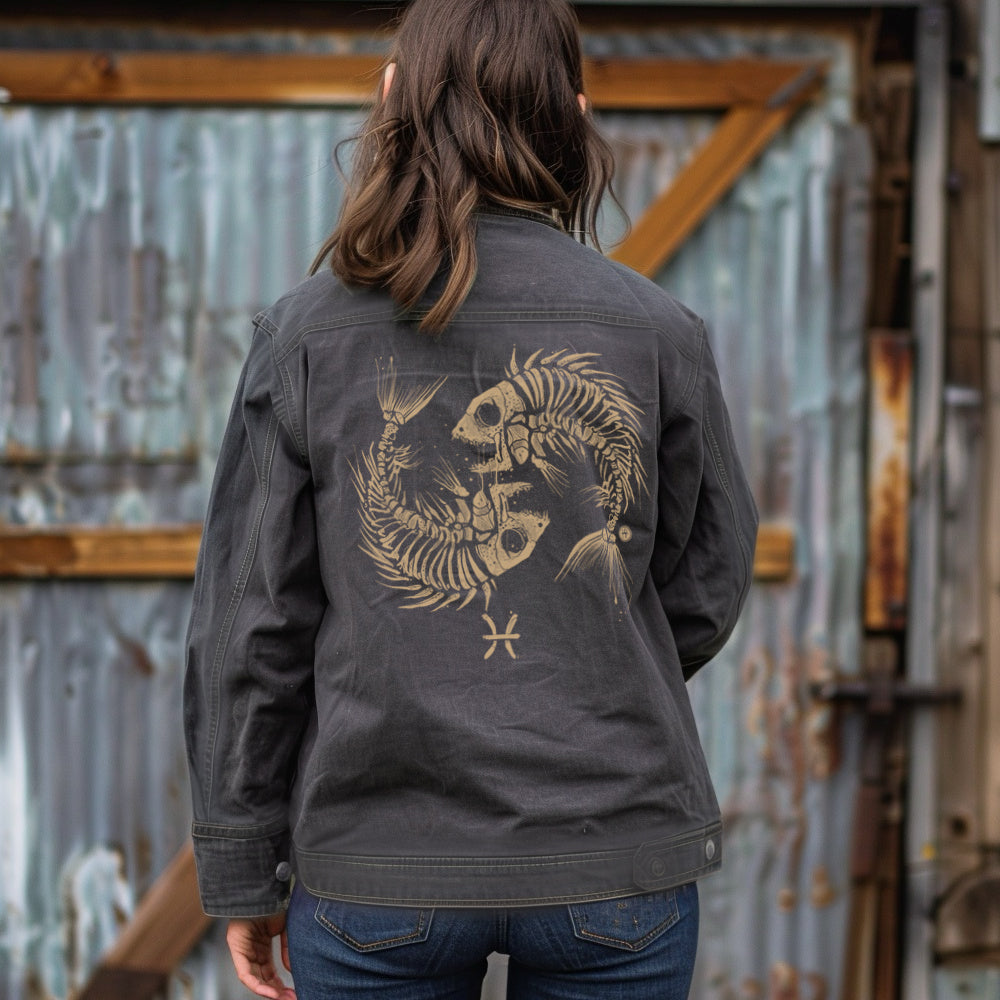 Pisces Zodiac: Skeleton Fish Maverick Jacket