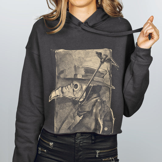 Plague Doctor: Beaked Healer  Women's Crop Hoodie
