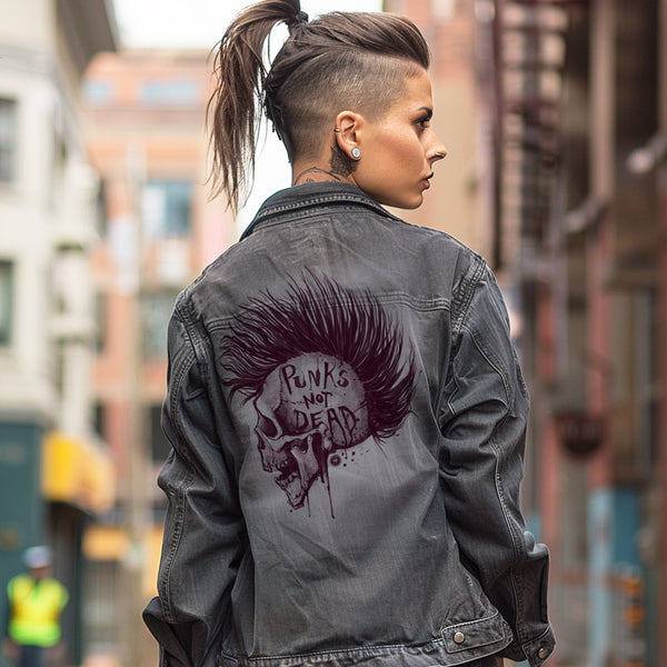 Punk's Not Dead: Skull & Mohawk Rebellion Maverick Jacket – FabCreates