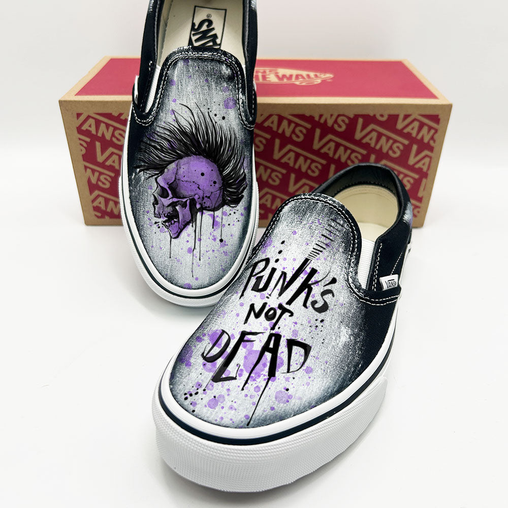 Punk's Not Dead Vans Slip ons