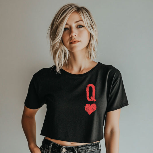 Queen of Hearts Distressed: Reign of Caos Crop Tee