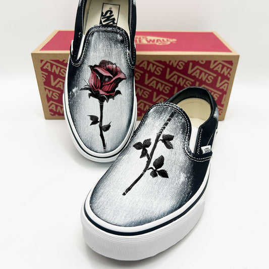 Single Rose Vans Slip ons