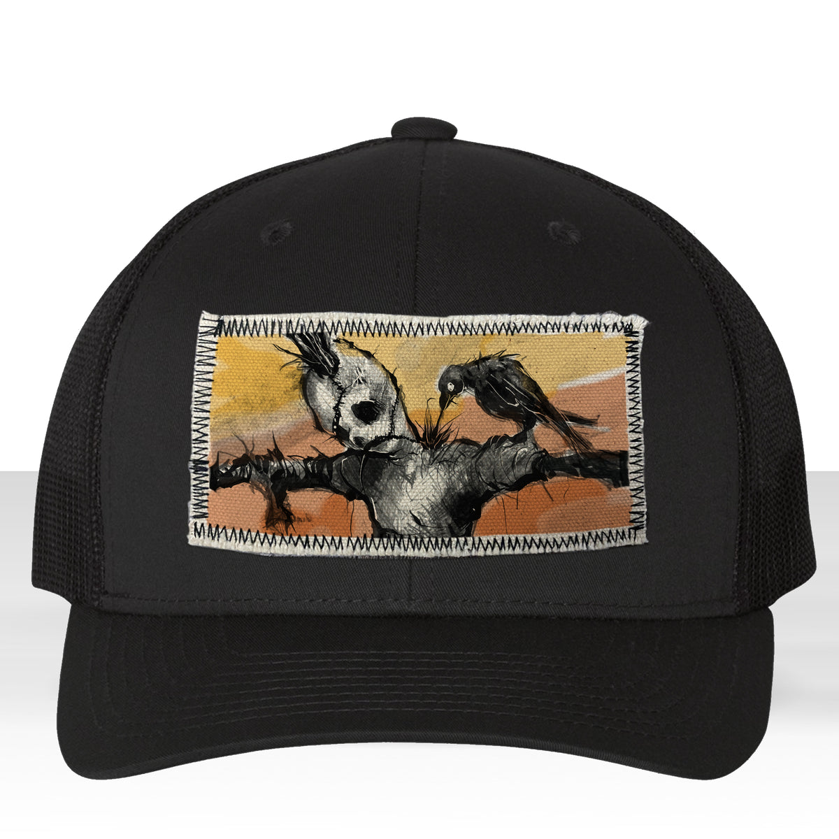 Scarecrow & the Crow Trucker Hat Line Art | FabCreates