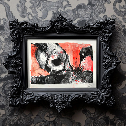 Scarecrow & the Crow Screen-Printed Hand-Made Signed 5x7 Print