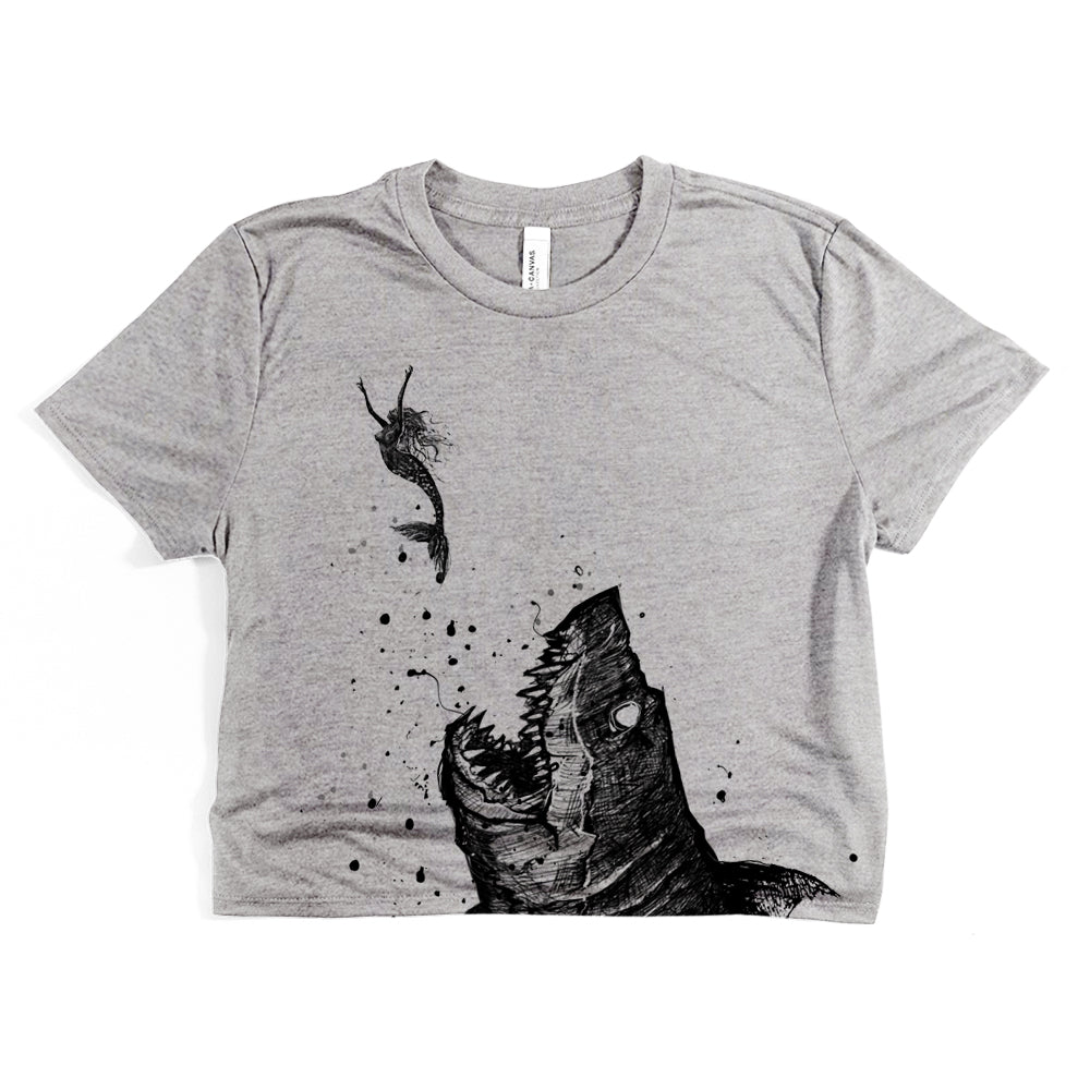 Mermaid & the Shark: Friends and Foes of the Sea Crop Tee