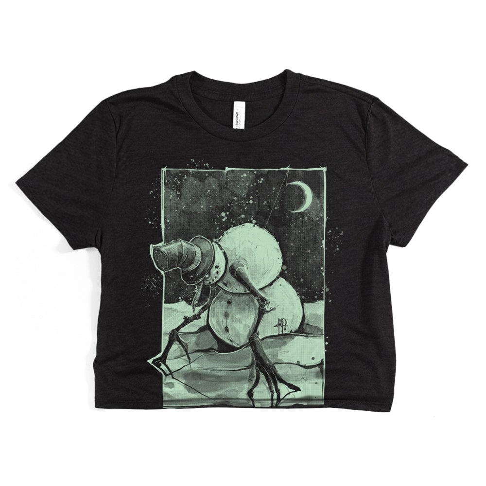 Nocturnal Snowman Crop Tee