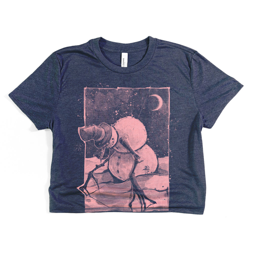 Nocturnal Snowman Crop Tee