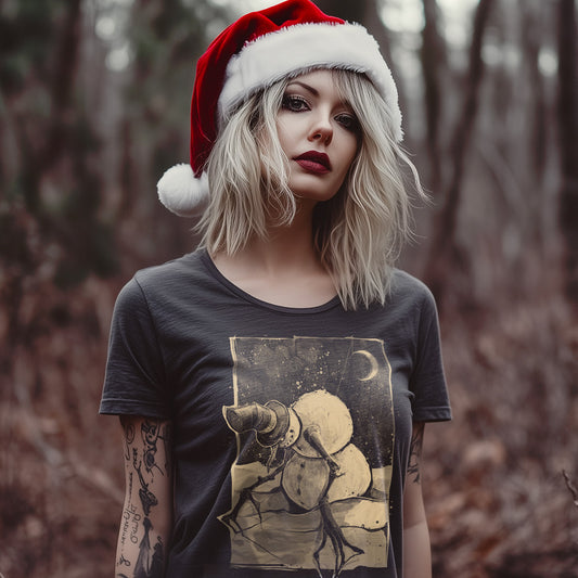 Nocturnal Snowman Crop Tee