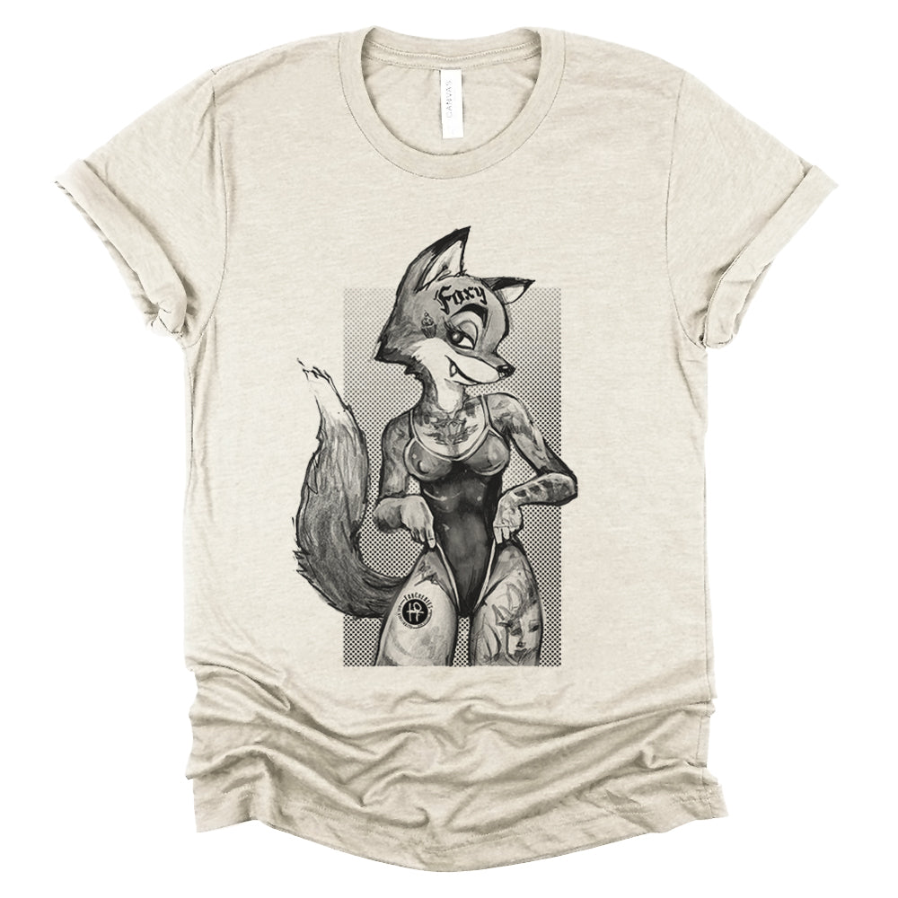 Tattooed Foxy: Victorian Fox Elegance T-Shirt