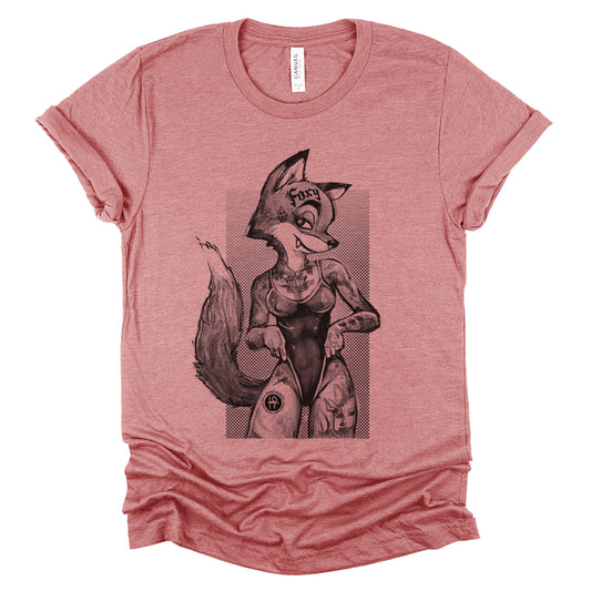 Tattooed Foxy: Victorian Fox Elegance T-Shirt