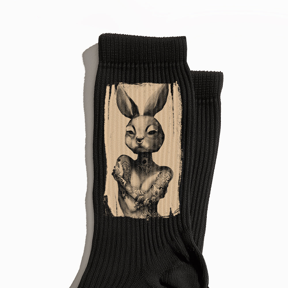 Tattooed Bunny Crew Socks