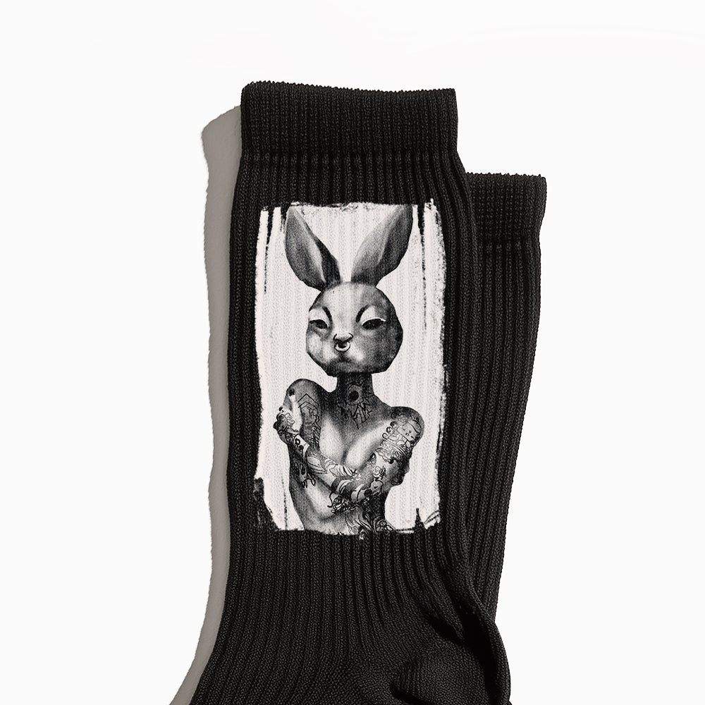 Tattooed Bunny Crew Socks