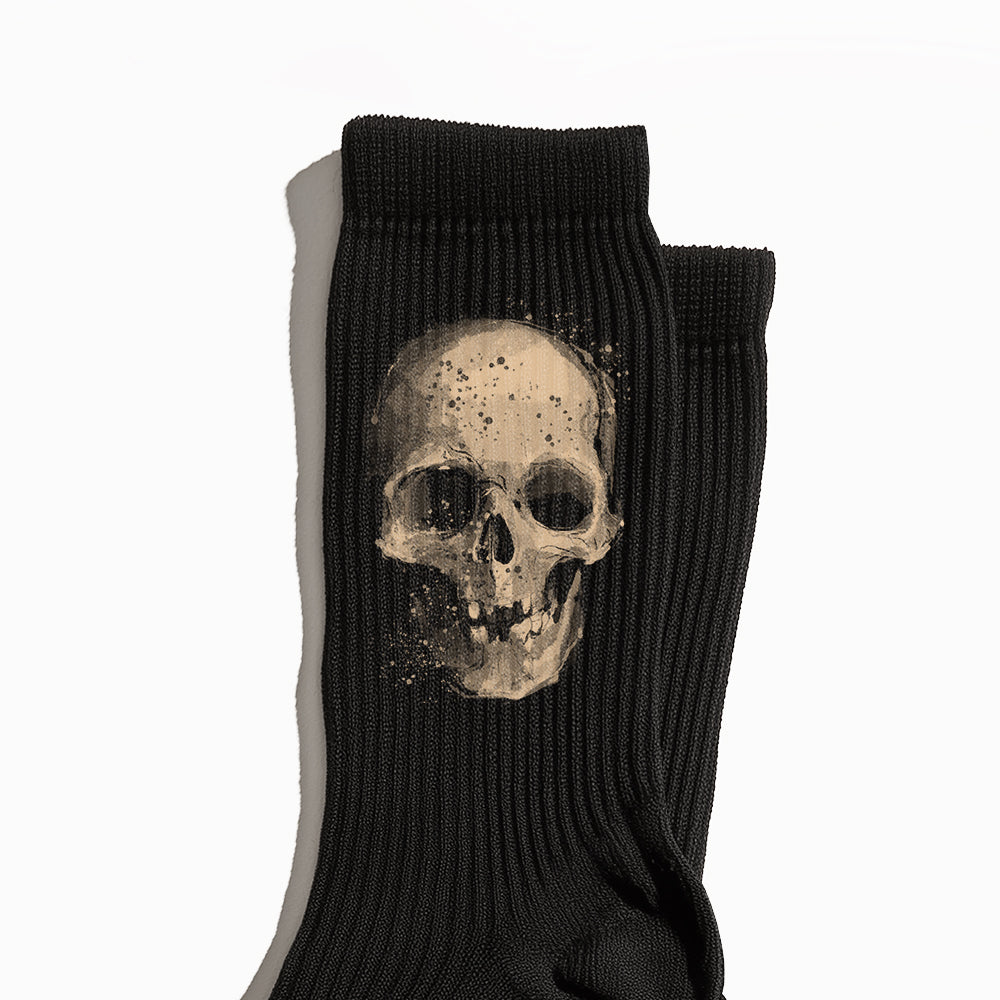White Skull Crew Socks