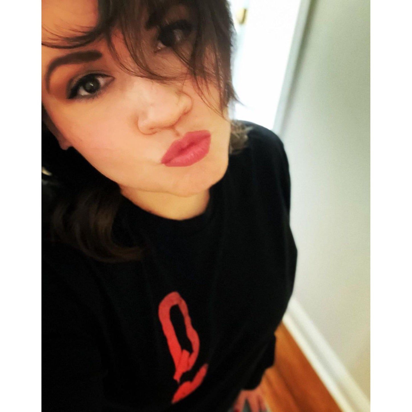 Queen of Hearts Distressed Custom Print Long Sleeve T-Shirt