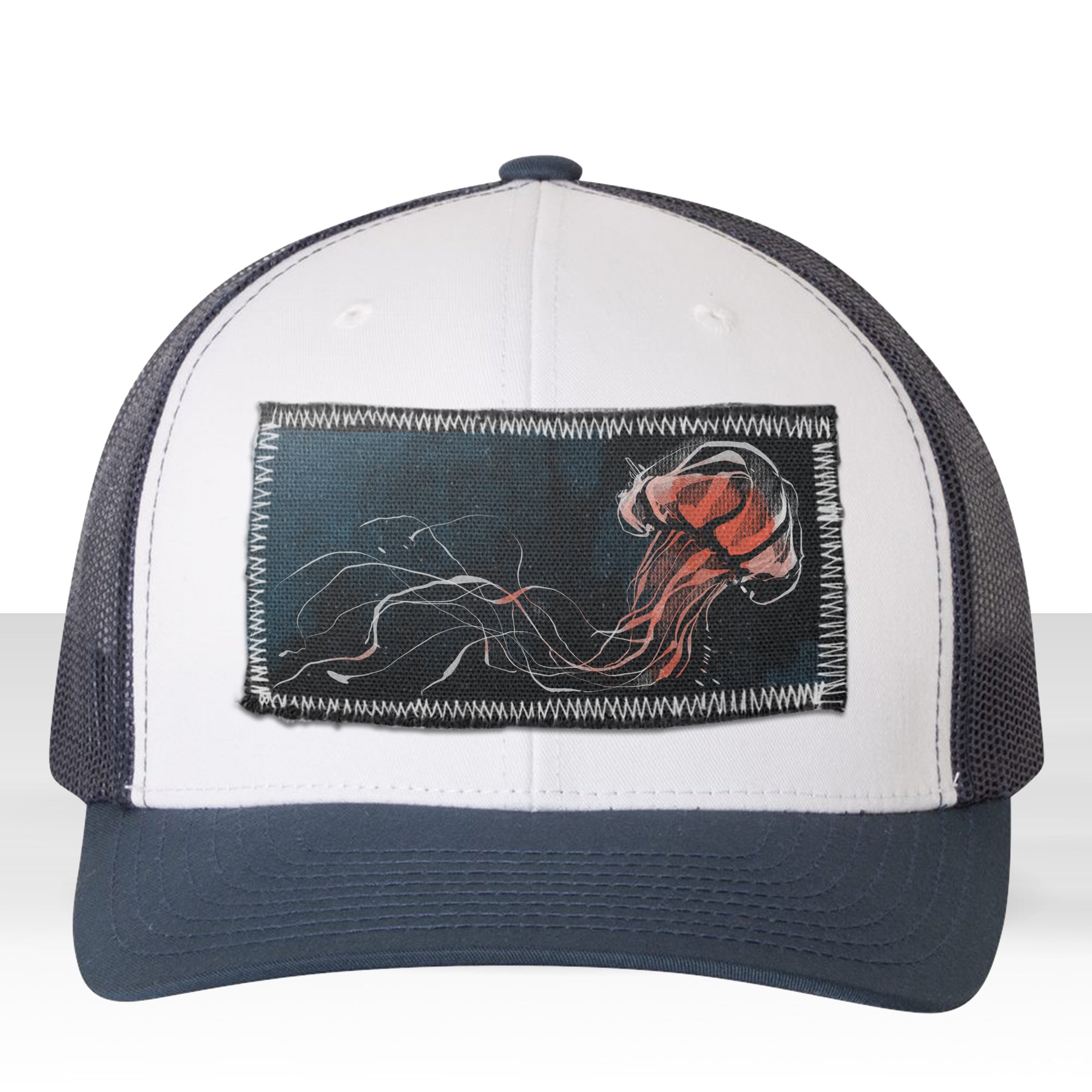 Jelly Fish Trucker Custom Graphic Hat | FabCreates - Flat Navy