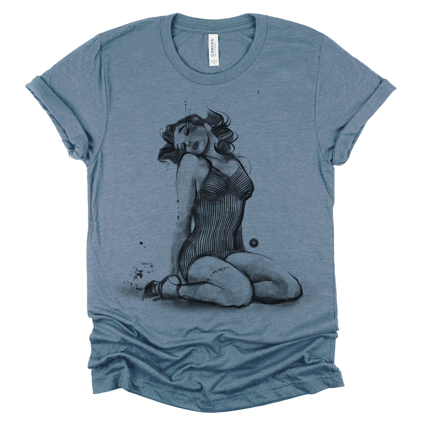 Striped Swimsuit Pin-Up: Retro Grit and Glamour T-Shirt